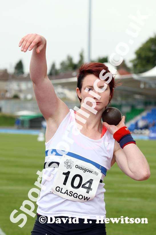 Kirsty Yates winner of the shot put at the Scottish Championships, Scotstoun  Stadium, Glasgow.